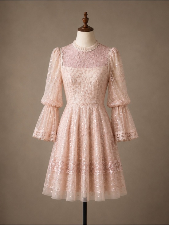 Needle & Thread Dresses & Skirts - Needle & Thread Blush Pink Sequin Mini Dress Size 2 Romantic